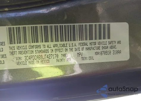 2018 Dodge Journey Se из США, поврежденный, VIN 3C4PDCAB9JT427170